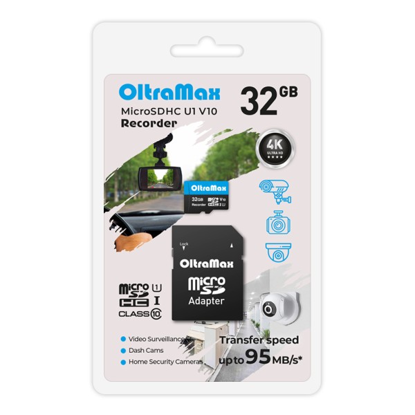 Карта памяти microSDHC OltraMax 32Gb Class 10 UHS-I U1 (OM32GCSDHC10-U1-V10)