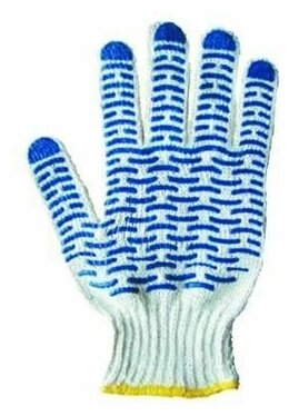 Перчатки трикотаж ПВХ, универсальный, белый/синий, SDS 09-0201 (09-0201)