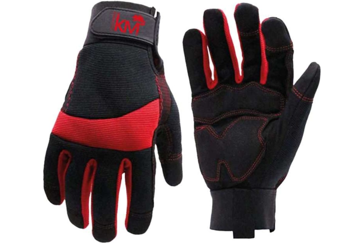 Перчатки защитные синтетическая кожа синтетическая кожа, L, красный/черный, КМ-Профиль KM-GL-EXPERT-222-L (LO41871)