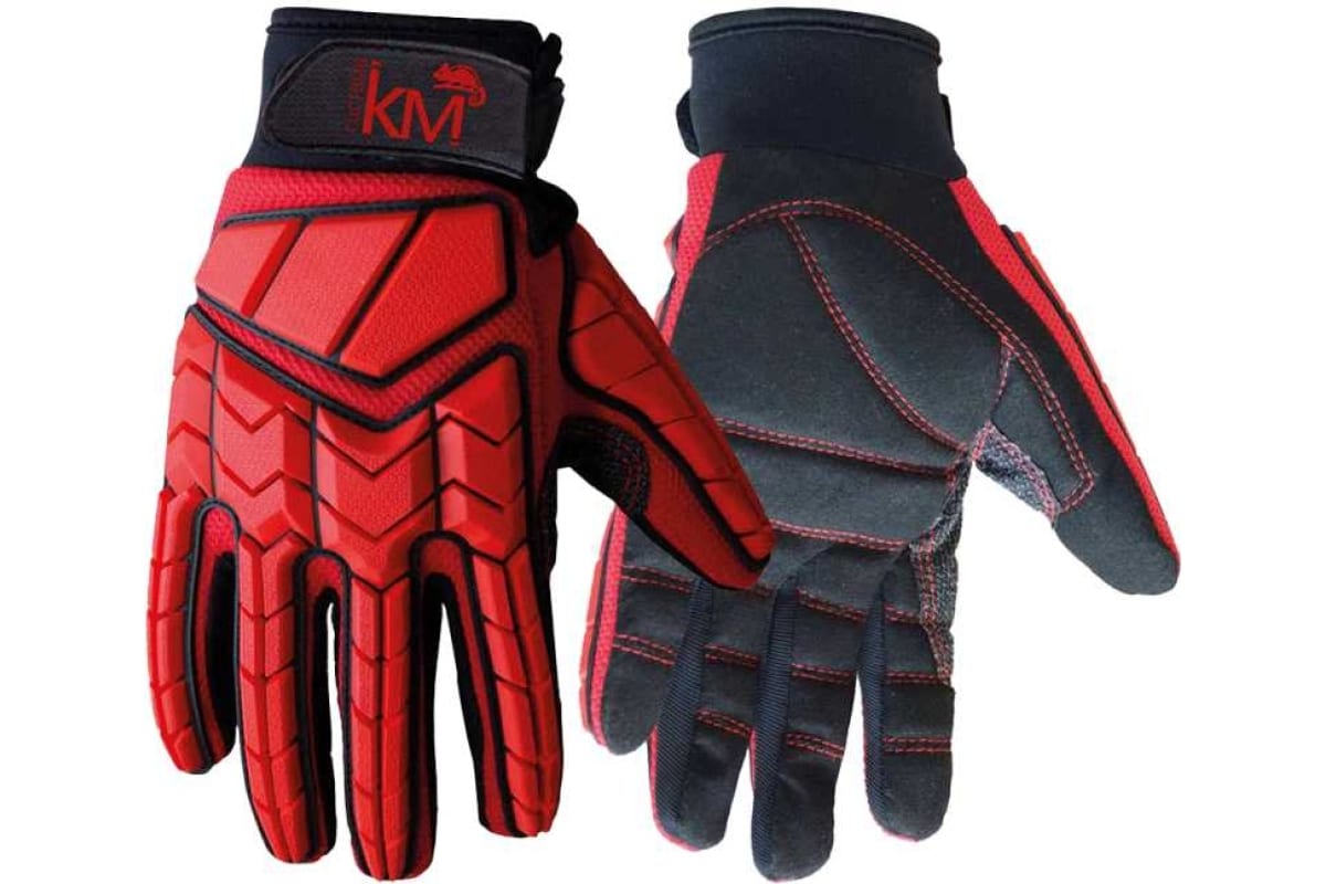 Перчатки защитные синтетическая кожа, L, красный/черный, КМ-Профиль KM-GL-EXPERT-224-L (LO41867)