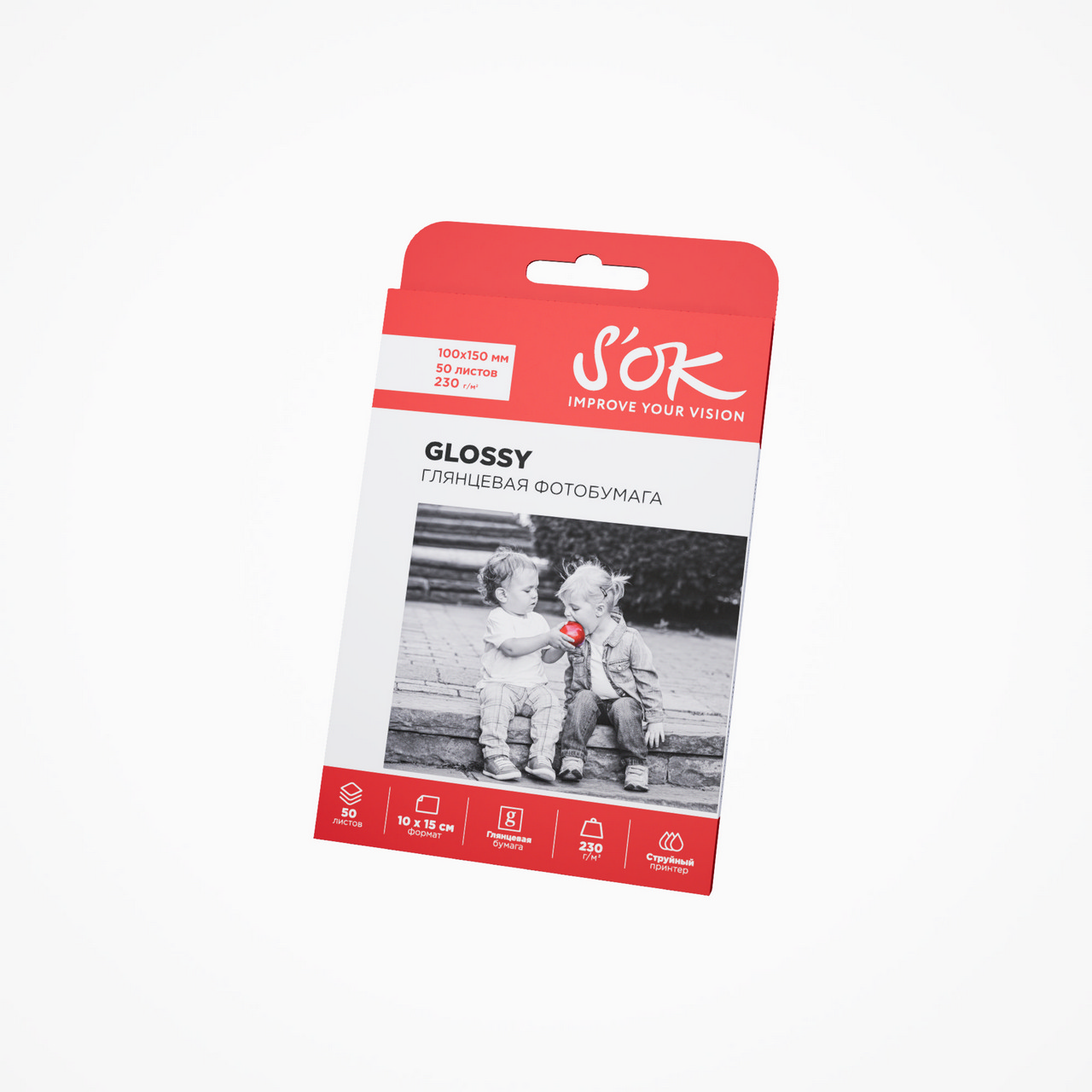 

Фотобумага 10x15 230 г/м² глянцевая, 50 листов, односторонняя, S'OK SA6230050G4R для струйной печати