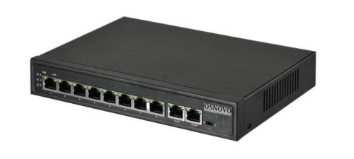 Коммутатор OSNOVO SW-20820(120W), кол-во портов: 8x100 Мбит/с, кол-во SFP/uplink: RJ-45 2x1 Гбит/с, PoE: 8x30Вт (макс. 115Вт) (SW-20820(120W)) б/у, после ремонта, следы эксплуатации, без комплекта