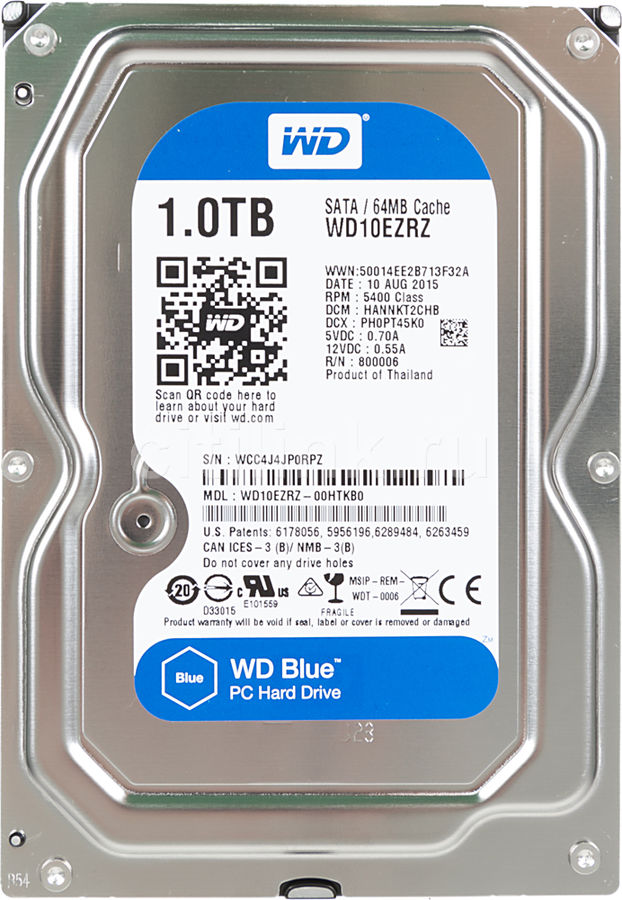 Жесткий диск (HDD) Western Digital 1Tb Blue, 3.5", 5400rpm