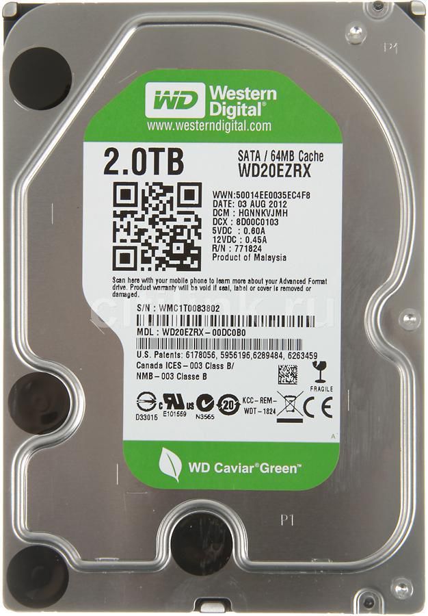 Жесткий диск (HDD) Western Digital 2Tb Green (WD Caviar Green 2 TB (WD20EZRX))