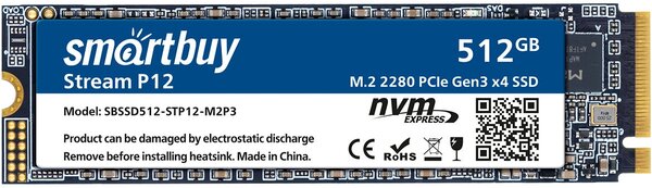 

Твердотельный накопитель (SSD) SmartBuy 512Gb Stream E14, 2280, PCI-E 3.0 x4, NVMe (SBSSD512-STE14-M2P3) Retail