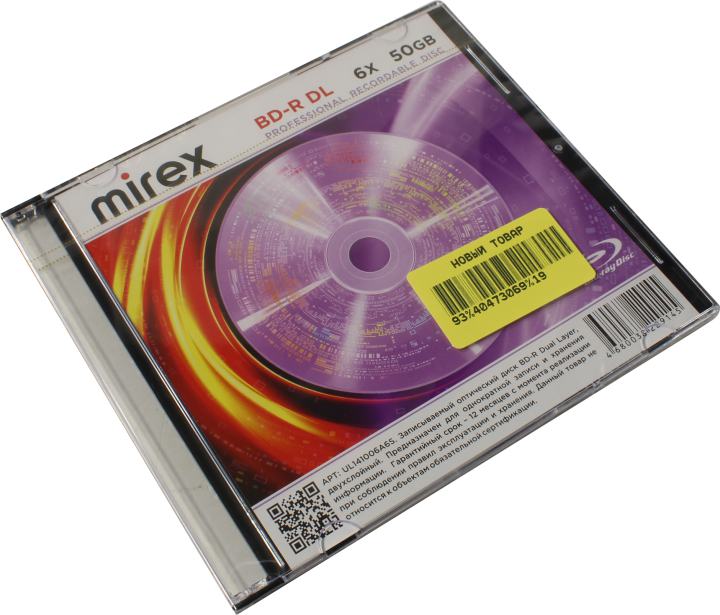 Диск Mirex Blu-Ray, 50Gb, 6x, Jewel Case, 1 шт (229145)