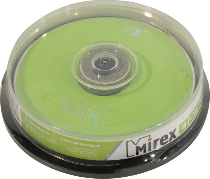 Диск Mirex DVD-RW, 4.7Gb, 4x, на шпинделе, 10 шт, Printable (202578)