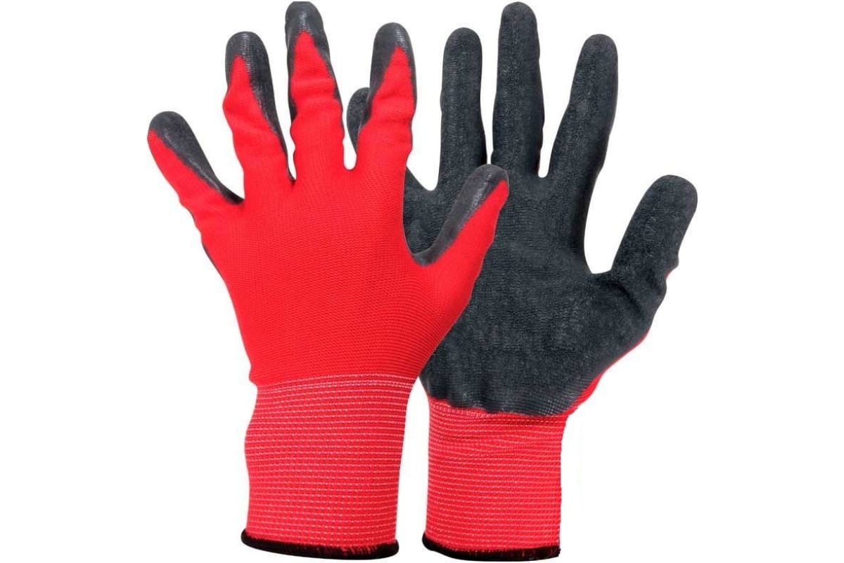 Перчатки хозяйственно-бытовые полиэстер латекс, XL, красный/черный, Park EL-C3032 (001059)