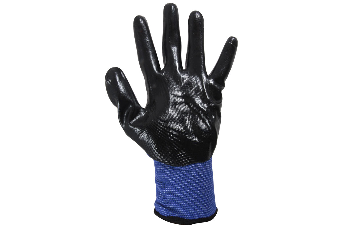 Перчатки хозяйственно-бытовые полиэстер нитрил, L, черный/синий, Park EL-N126 (001058)