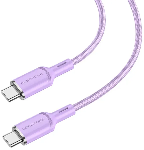 

Кабель USB Type-C-USB Type-C, быстрая зарядка, 3А, 1 м, фиолетовый, Borofone Cyber BX90 (6974443389685), BX90