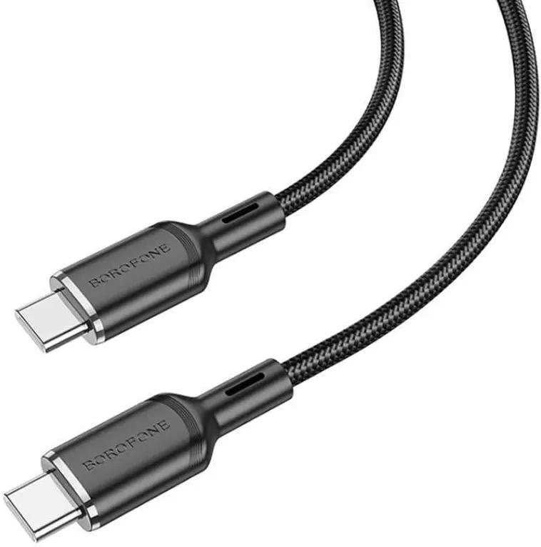 

Кабель USB Type-C-USB Type-C, быстрая зарядка, 3А, 1 м, черный, Borofone Cyber BX90 (6974443389661), BX90