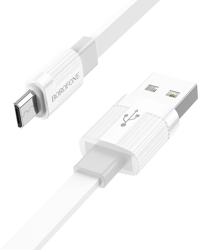 

Кабель USB-Micro USB, плоский, 2.4А, 1 м, белый/серый, Borofone Union BX89 (6974443389456), BX89