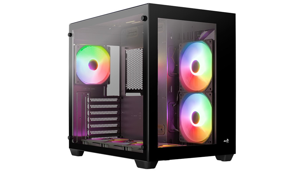 Корпус AeroCool DRYFT-G-BK-V2, ATX, Midi-Tower, 2xUSB 3.0, RGB подсветка, черный, без БП (4711099474110)