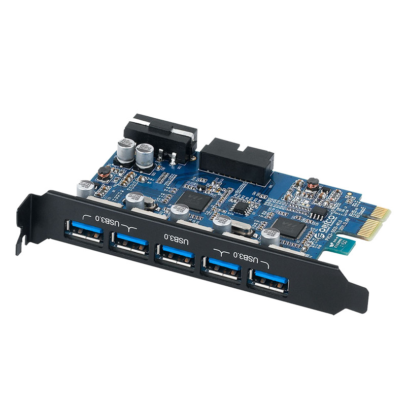 Контроллер PCI-E Orico PVU3-5O2I, внешние порты: 5хUSB 3.0, PCI-Ex1 б/у, после ремонта, следы монтажа, комплект полный