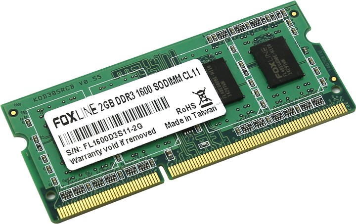 

Память DDR3 SODIMM 2Gb, 1600MHz, CL11, 1.5 В, Foxline (FL1600D3S11-2G), FL1600D3S11-2G