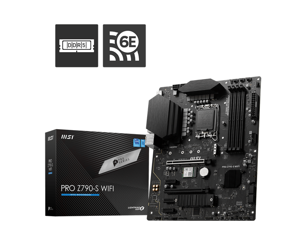 

Материнская плата MSI PRO Z790-S WIFI, Socket1700, Intel Z790, 4xDDR5 DIMM, 2PCI-Ex16, 4SATA3, 7.1-ch, 2.5GLAN, 8 USB 3.2, 1 USB Type-C, HDMI, DP, ATX, Retail, PRO Z790-S WIFI