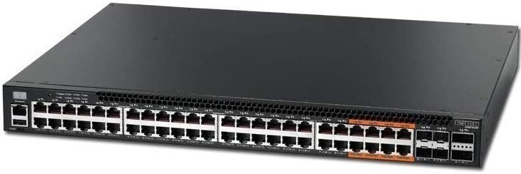 Коммутатор Edgecore AS4610-54P, управляемый, кол-во портов: 48x1 Гбит/с, SFP+ 4x10, кол-во SFP/uplink: QSFP+ 2x20 Гбит/с, установка в стойку, PoE: 48x60 Вт (4610-54P-O-AC-FV1)
