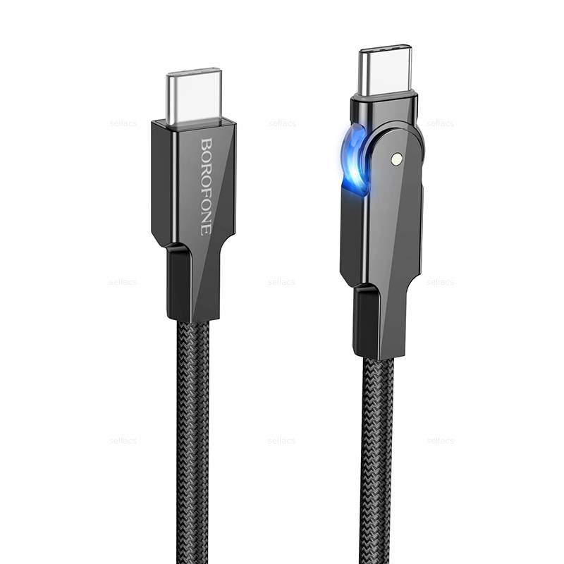 

Кабель USB Type-C-USB Type-C, прямой/угловой, быстрая зарядка, 3А, 1 м, черный, Borofone BU41 Kelly