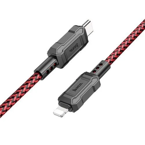 

Кабель USB Type-C-Lightning 8-pin, экранированный, быстрая зарядка, 3А, 20 Вт, 1 м, красный, HOCO Leader X94 (6931474794215), X94