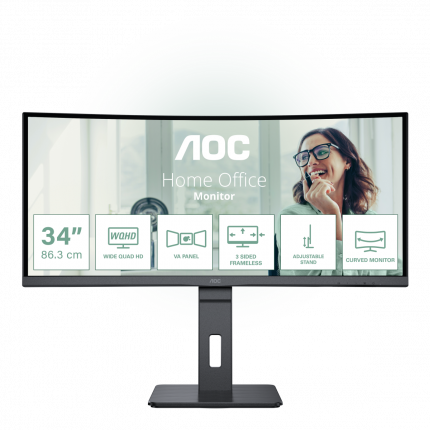 

Монитор 34" AOC CU34P3CV VA, изогнутый, 3440x1440 (16:9), 300кд/м2, 100 Гц, 4 мс, 178°/178°, HDMI, DisplayPort, USB Type-C, USB-Hub, черный (CU34P3CV), CU34P3CV