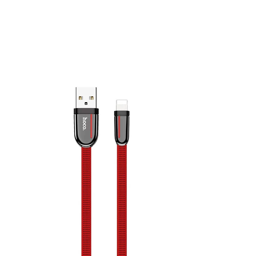 

Кабель USB-Lightning 8-pin, плоский, 2.4А, 1.2 м, красный, HOCO grand U74, U74