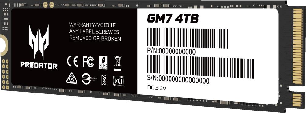 

Твердотельный накопитель (SSD) Acer 4Tb Predator GM7, 2280, PCI-E 4.0 x4, NVMe (BL.9BWWR.120) Retail