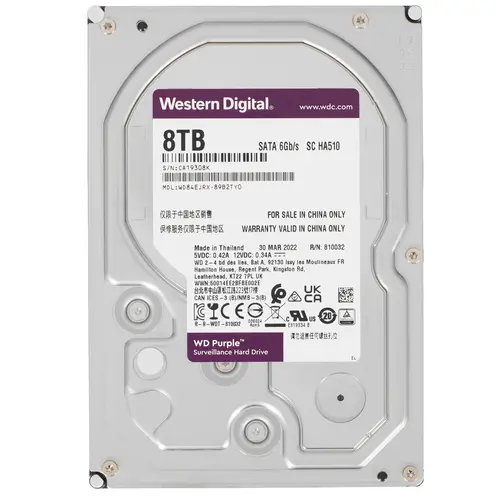 

Жесткий диск (HDD) Western Digital 8Tb Purple, 3.5", 7200rpm, 256Mb, SATA3 (WD84EJRX)