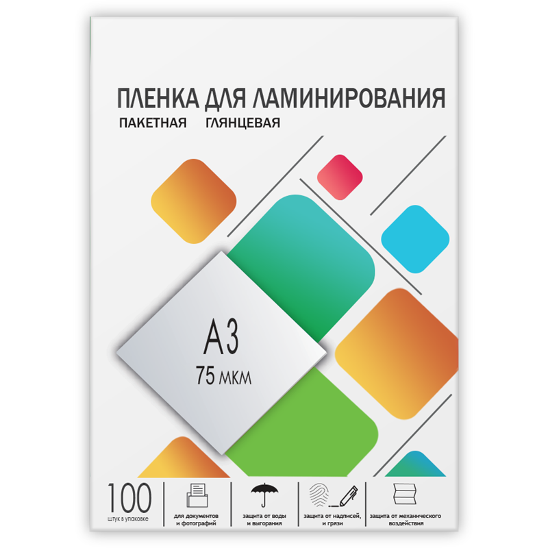 

Пленка для ламинирования Гелеос 75 мкм, 303x426 (A3), 100 шт., глянцевая (LPA3-75)