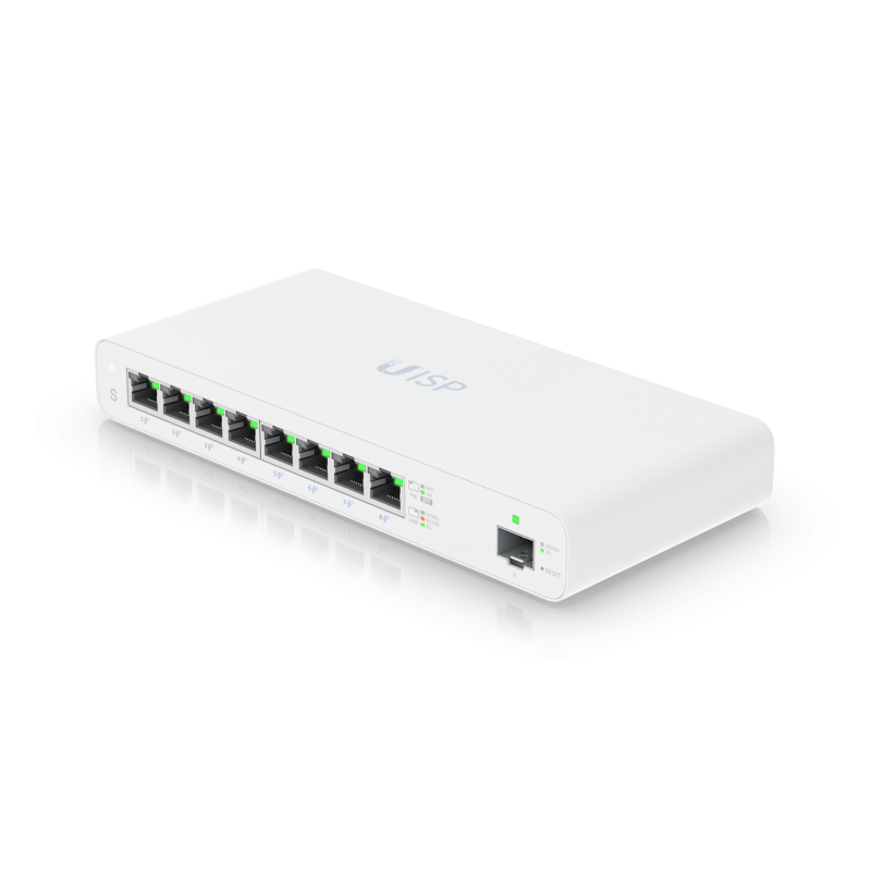 Коммутатор Ubiquiti UISP Switch, управляемый, кол-во портов: 8x1 Гбит/с, кол-во SFP/uplink: SFP 1x1 Гбит/с, PoE: 8x30 Вт (макс. 110 Вт) (UISP-S)