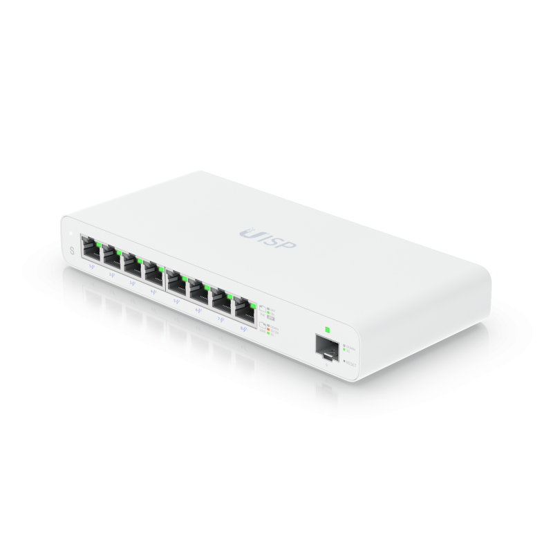 

Коммутатор Ubiquiti UISP Switch, управляемый, кол-во портов: 8x1 Гбит/с, кол-во SFP/uplink: SFP 1x1 Гбит/с, PoE: 8x30 Вт (макс. 110 Вт) (UISP-S), UISP Switch