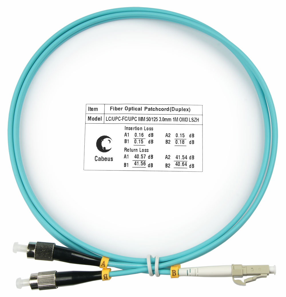 

Патч-корд оптический Cabeus, LC/UPC-FC/UPC, многомодовый, 50/125, OM3, двойной, 1 м, LSZH, аквамарин (FOP-50-LC-FC-1m), Бирюзовый