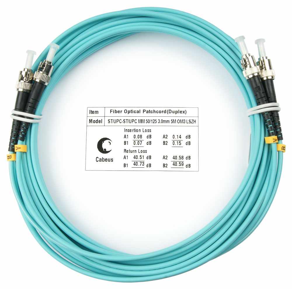 

Патч-корд оптический Cabeus, ST/UPC-ST/UPC, многомодовый, 50/125, OM3, двойной, 20 м, LSZH, аквамарин (FOP-50-ST-ST-20m), Бирюзовый