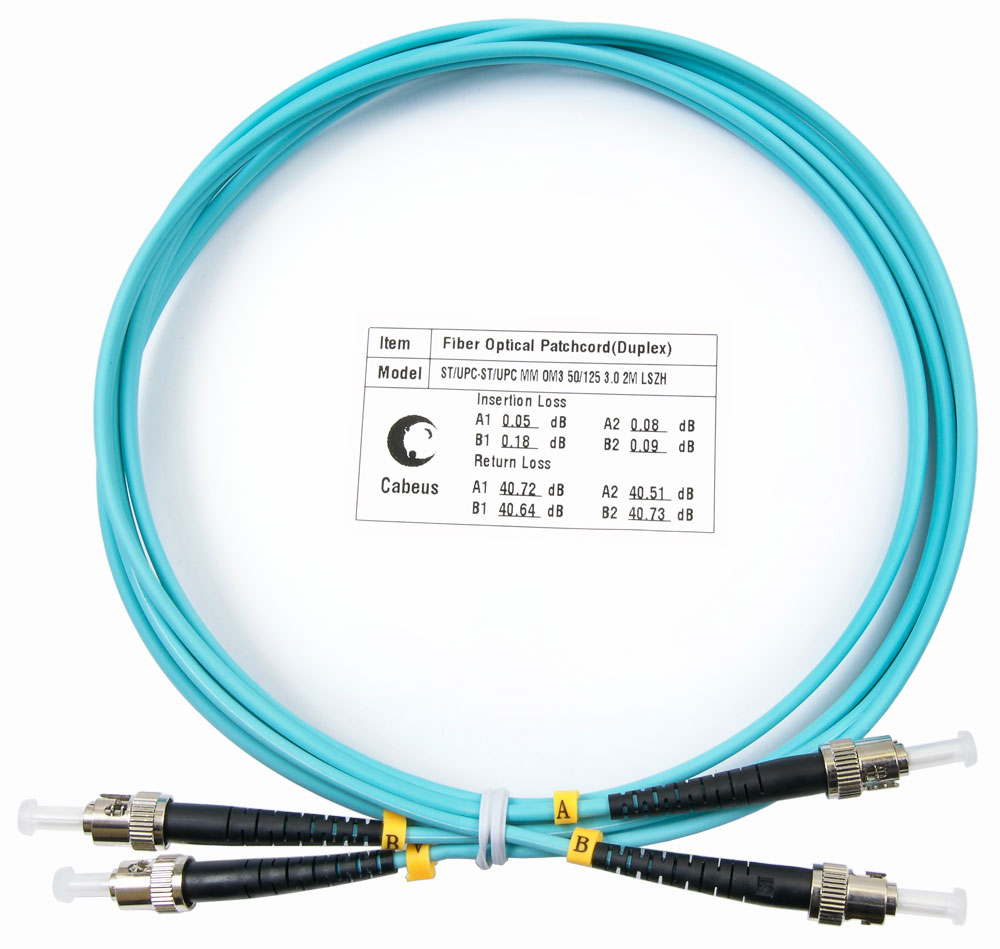 

Патч-корд оптический Cabeus, ST/UPC-ST/UPC, многомодовый, 50/125, OM3, двойной, 2 м, LSZH, аквамарин (FOP-50-ST-ST-2m), Бирюзовый