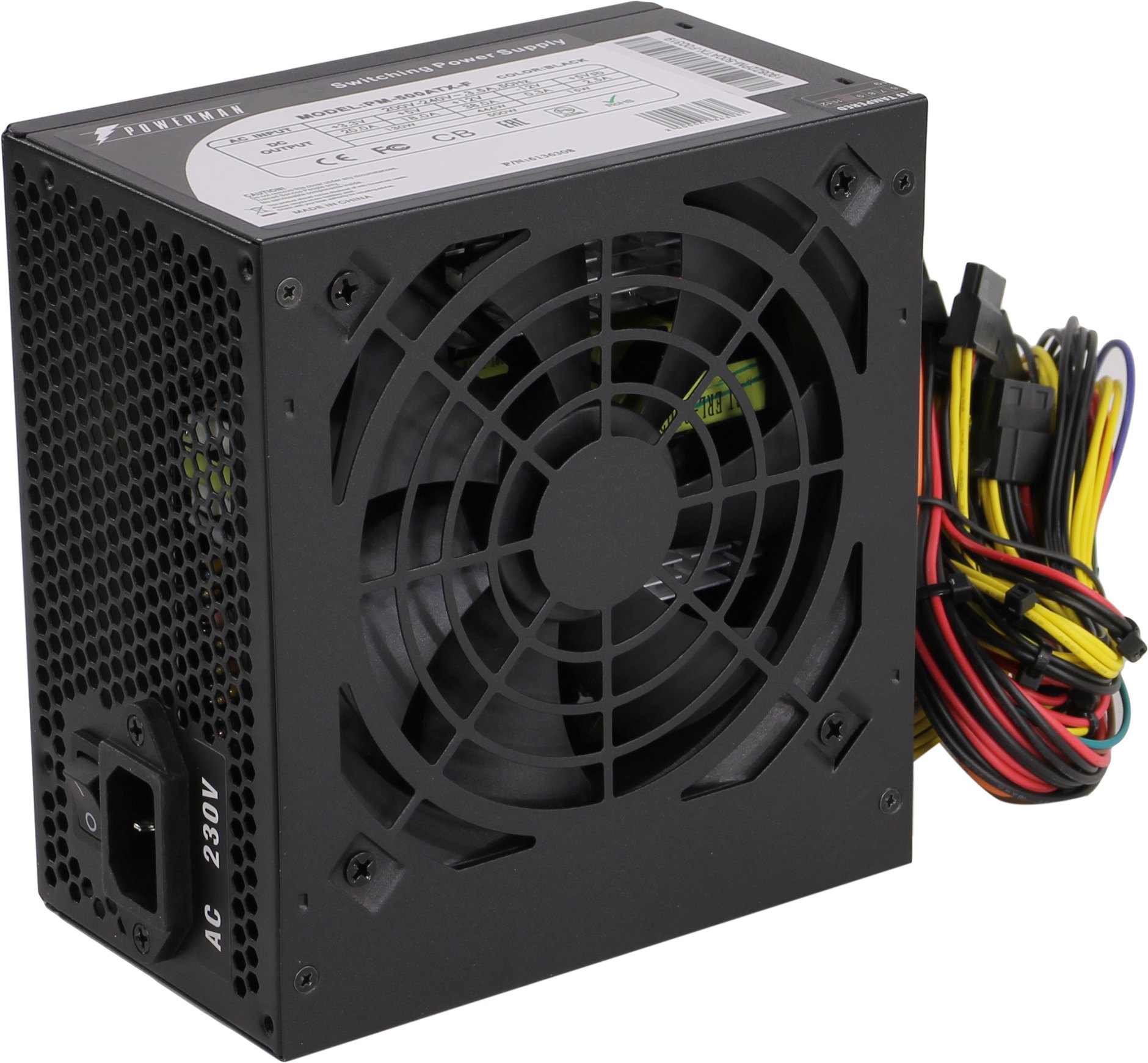 Блок питания 500 Вт, POWERMAN PM-500 ATX-F Black, 120 мм