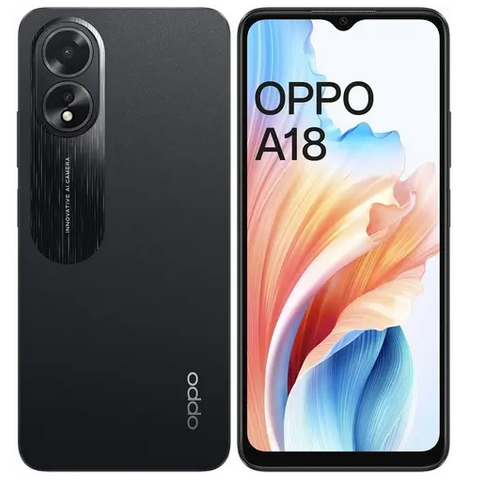

Смартфон OPPO A18, 6.56" 720x1612 IPS, MediaTek Helio G85, 4Gb RAM, 128Gb, 3G/4G, NFC, Wi-Fi, BT, 2xCam, 2-Sim, 5000 мА⋅ч, USB Type-C, Android 13, черный (OPP-2591.4-128.BK), A18