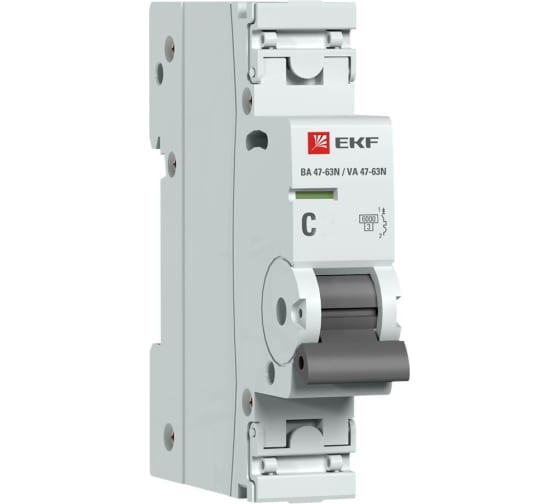 

Выключатель автоматический EKF 47-63N PROxima однополюсный (1P/1П) 63А C 6 kA (M636163C), 47-63N