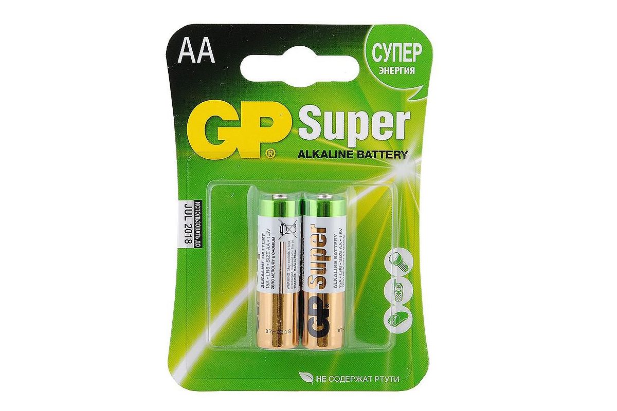 

Батарея GP Super Alkaline, AA (LR06/15А), 1.5V, 2 шт. (GP 15A-2CR2 20/160)