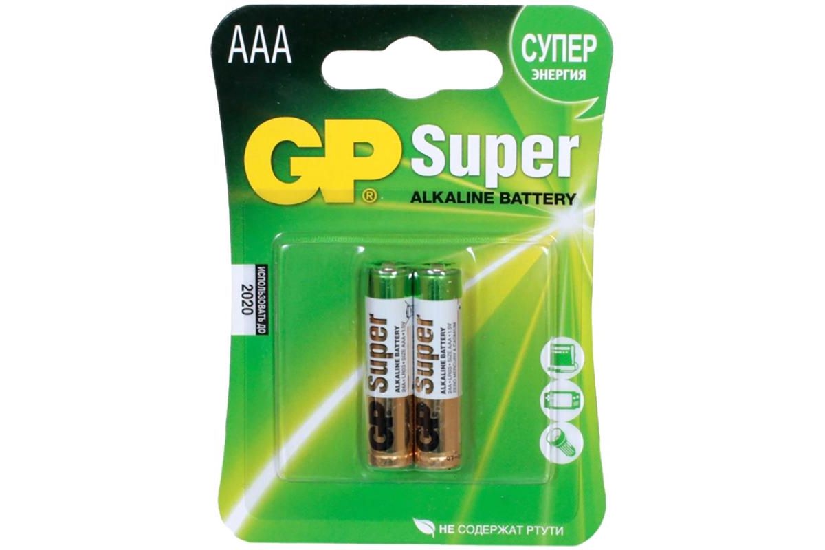 

Батарея GP Super Alkaline, AAA (LR03/24А), 1.5V, 2 шт. (GP 24A-2CR2 20/160)
