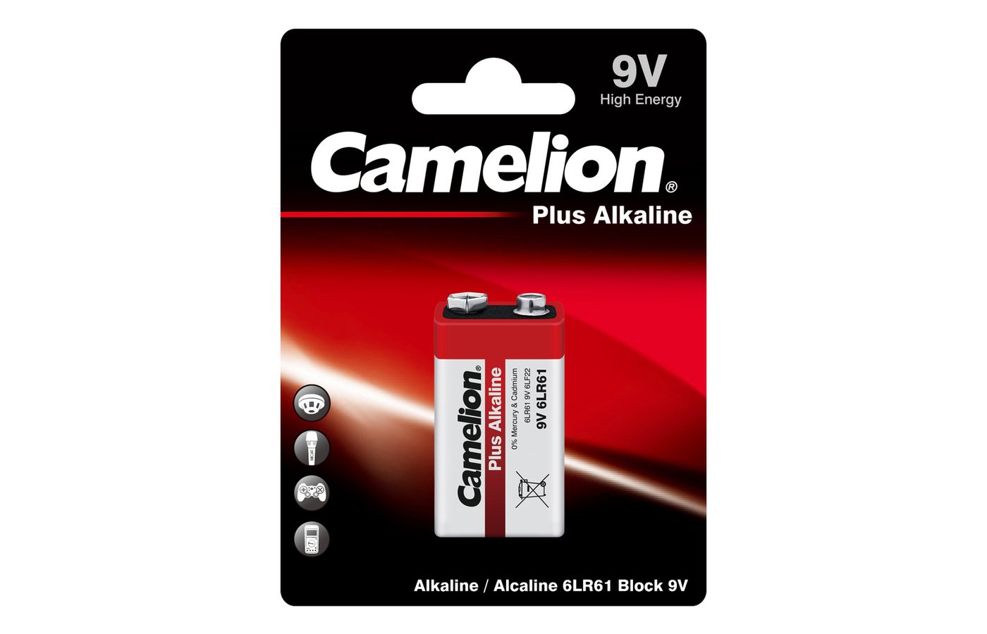 Батарейка Camelion Plus Alkaline, крона (6LR61/6LF22/1604A/1604S/6F22), 9V, 1 шт