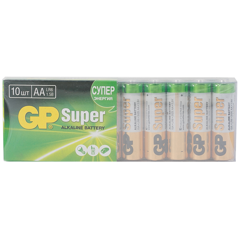 

Батарея GP Super Alkaline, AA (LR06/15А), 1.5V, 10 шт. (4891199098383)