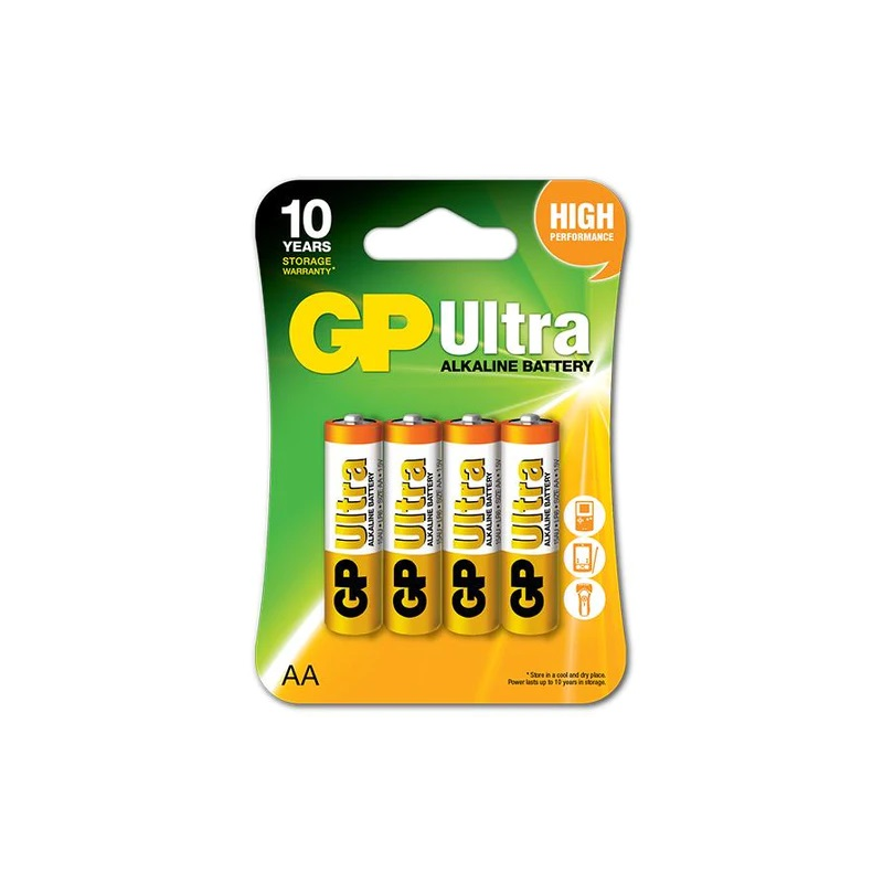 

Батарея GP Ultra Alkaline, AA (LR6), 1.5V, 4 шт. (4891199027598)
