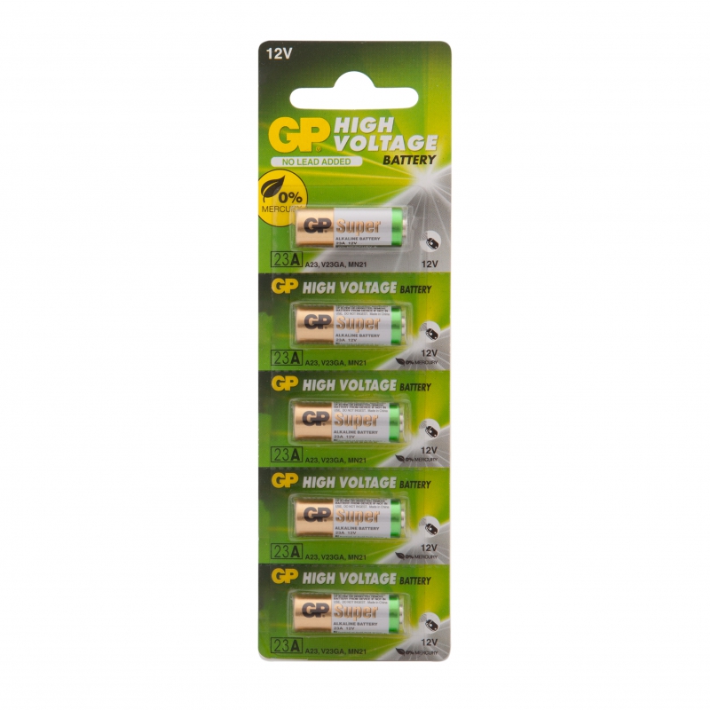 

Батарея GP High Voltage, 23А/A23/V23GA/MN21, 12V, 5 шт. (4891199042140)