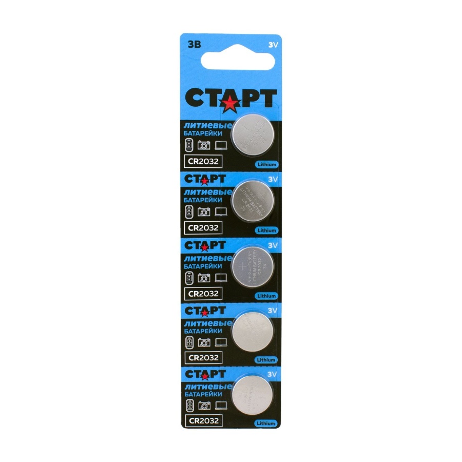

Батарея СТАРТ CR2032, 3V, 5 шт. (4610116202401)