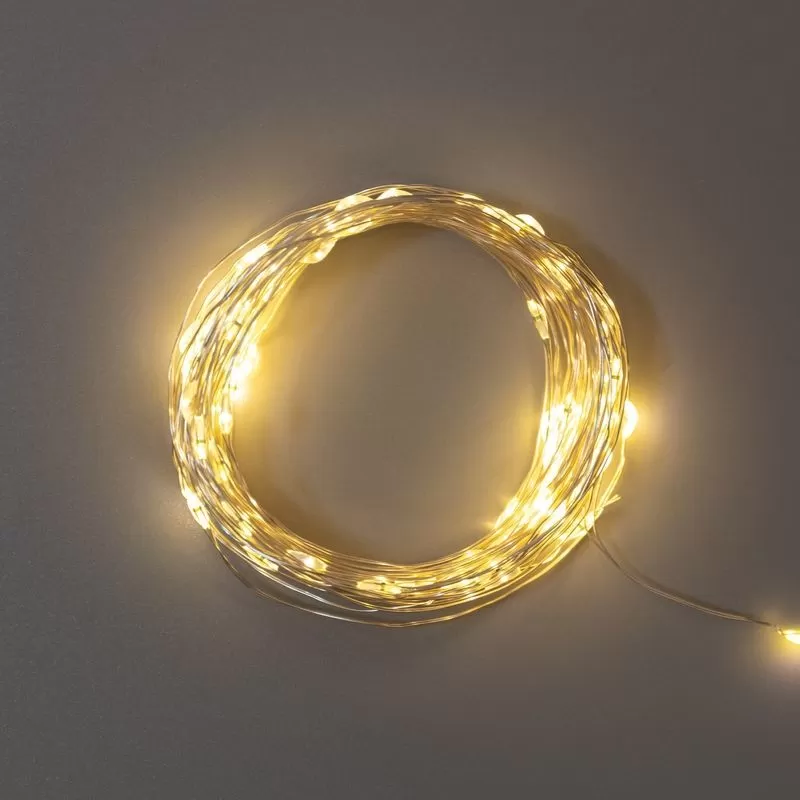 

Гирлянда NEON-NIGHT 303-256 светодиодная роса, ламп: 100 шт., 10 м, режимов: 8, от батареек, теплый белый (303-256), 303-256