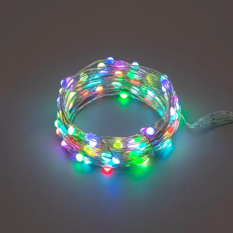 

Гирлянда NEON-NIGHT 303-259 светодиодная роса, ламп: 100 шт., 10 м, режимов: 8, от батареек, RGB (303-259), 303-259