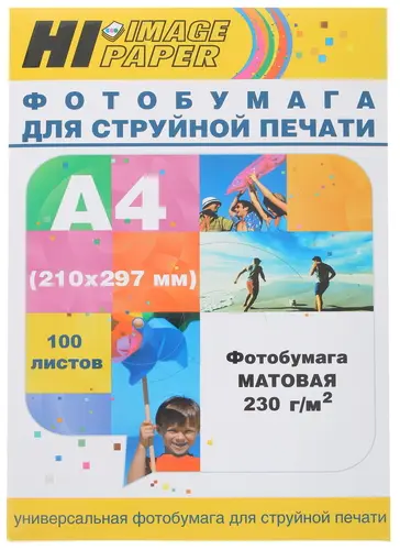 

Фотобумага A4 230г/м² матовая, 100 листов, односторонняя, Hi-image A2015930p для струйной печати