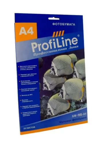 

Фотобумага 10x15 180 г/м² матовая, 25 листов, односторонняя, ProfiLine PL_MP_180_10x15_25 для струйной печати, Белый