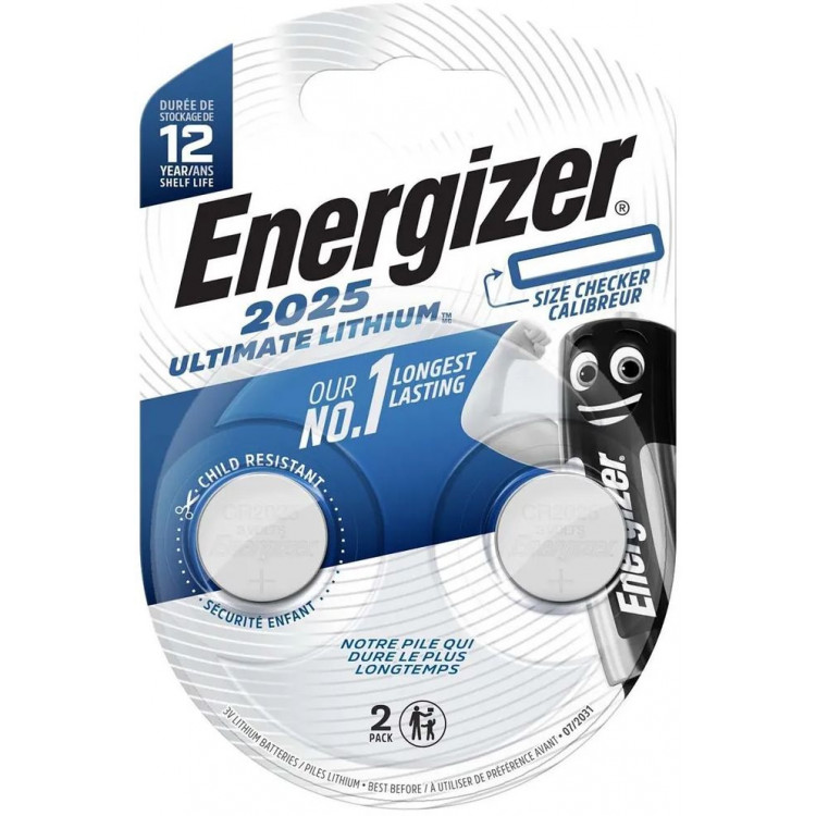 

Батарея Energizer Ultimate, CR2025, 3V, 2 шт. (E301319402)