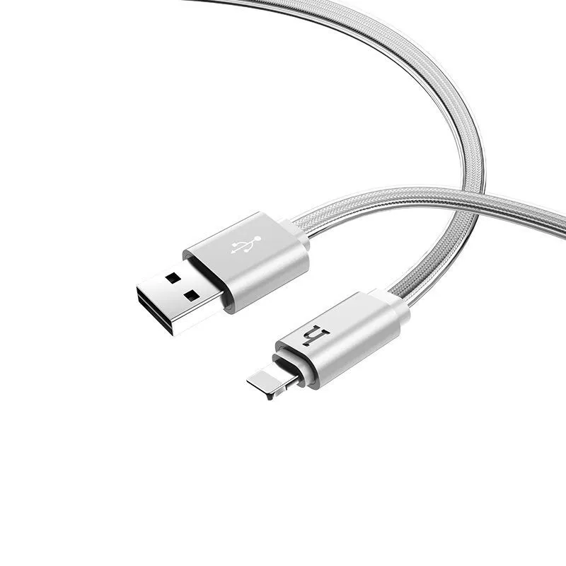 

Кабель USB-Lightning 8-pin, плоский, 2.1А, 1.2 м, серебристый, HOCO Jelly UPL12 (6957531028017), UPL12