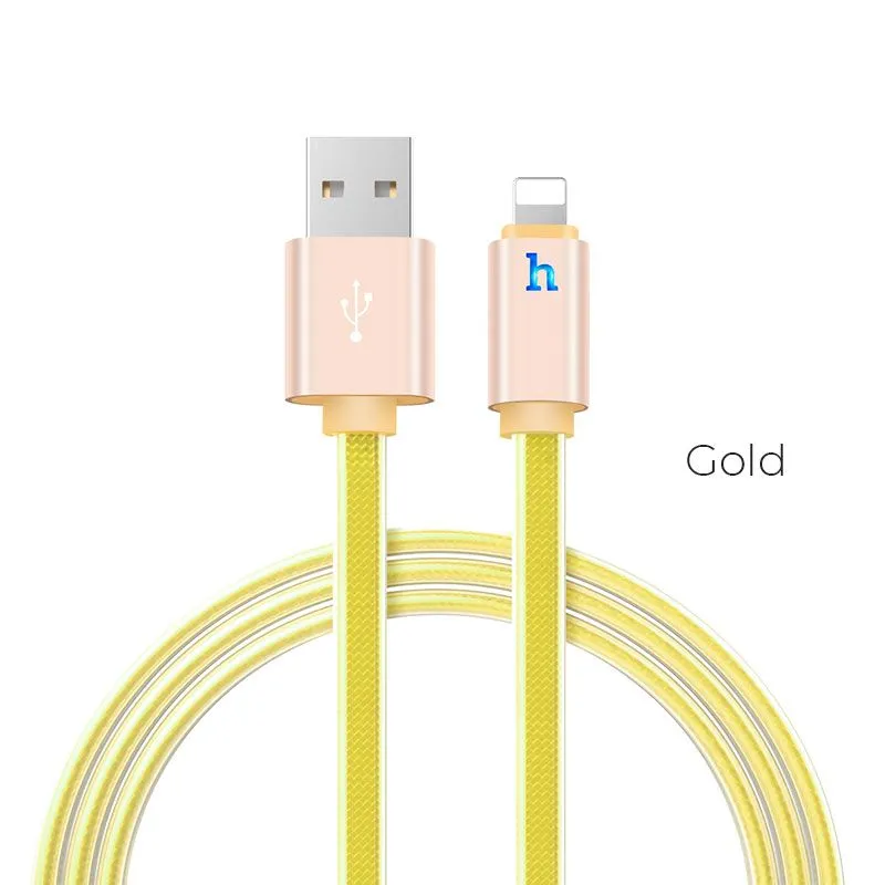 

Кабель USB-Lightning 8-pin, плоский, 2.1А, 2 м, золотистый, HOCO Jelly UPL12 (6957531027393), UPL12